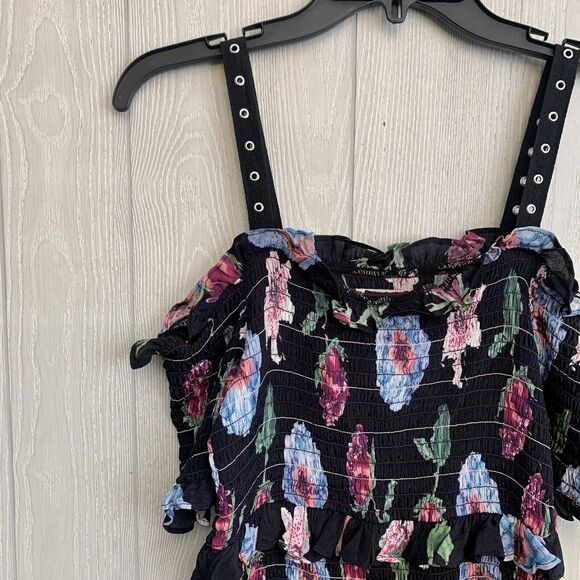 Nicole Miller Artelier Black Floral Off Shoulder Top Size Small NWT - Picture 4 of 5
